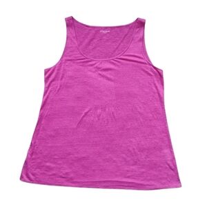 New Hot pink linen sleeveless tank with textured front detail